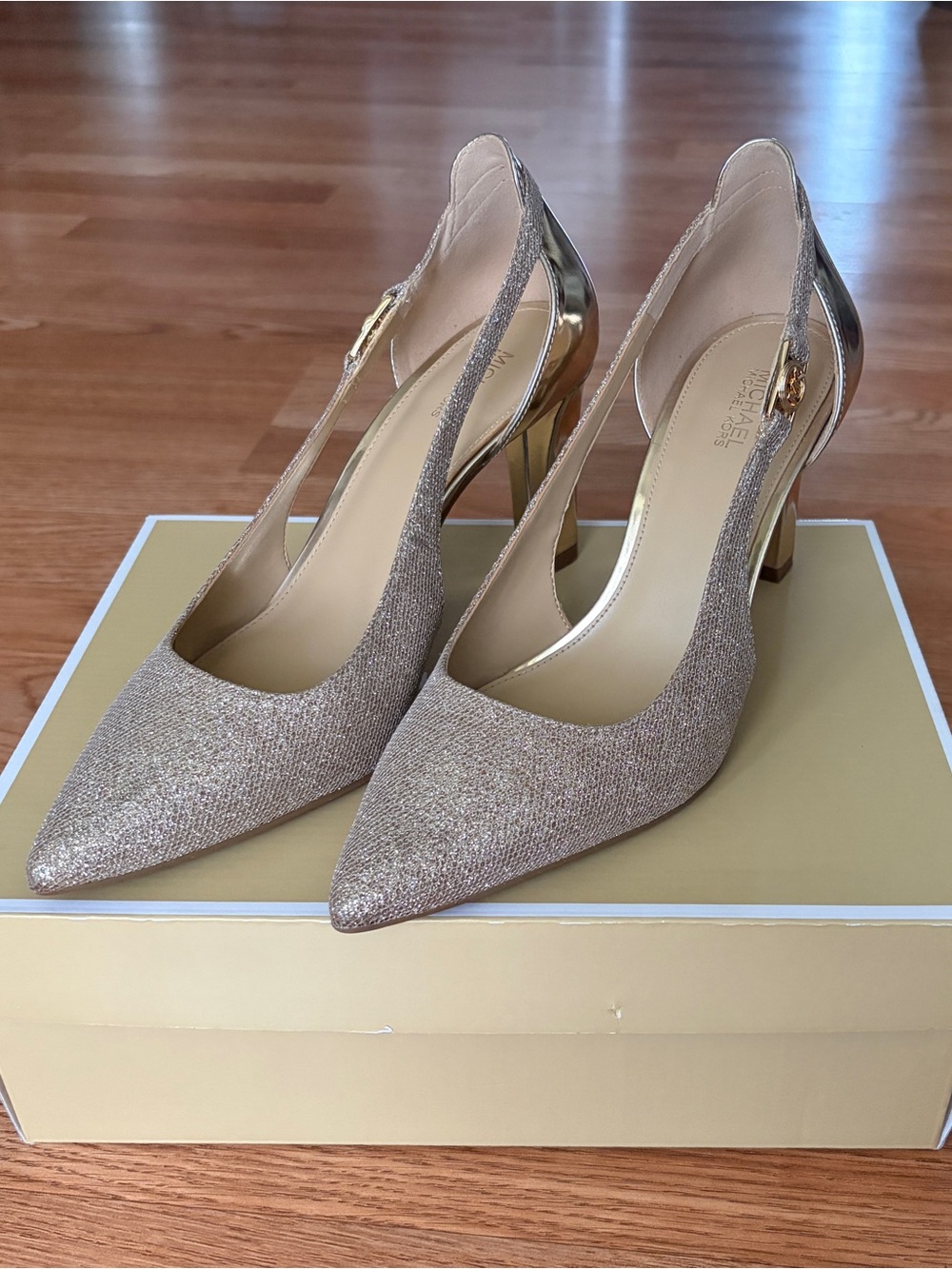 Michael Kors Champagne Gold Slingback Pointed Toe Pumps